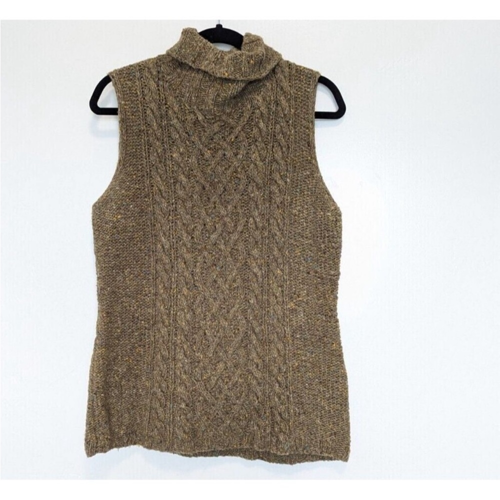 Jones New York Sleeveless Sweater Womens Size XL Green Wool Blend Cable Knit